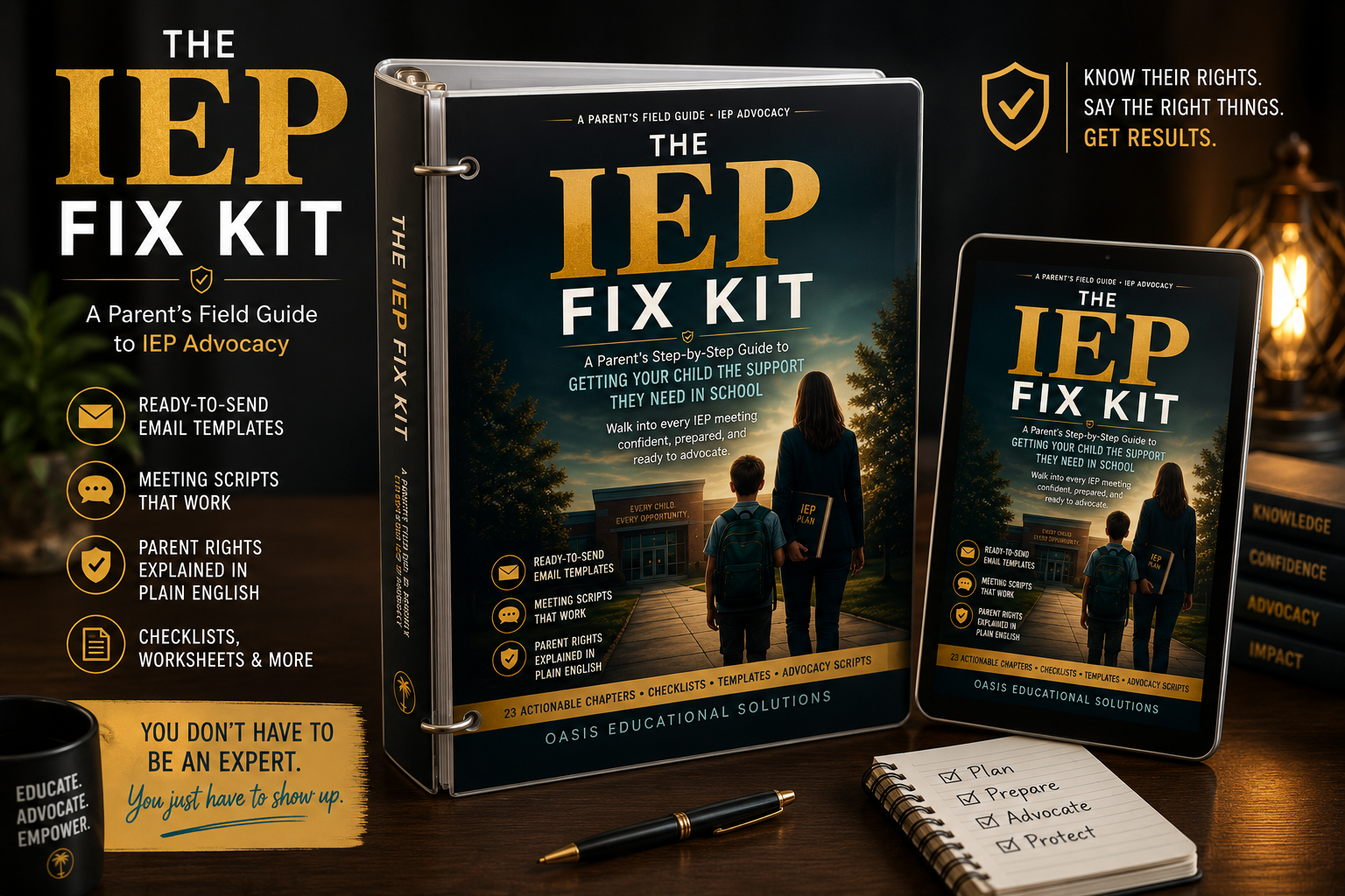 The IEP Fix Kit — a parent's field guide, held by a father heading into an IEP meeting